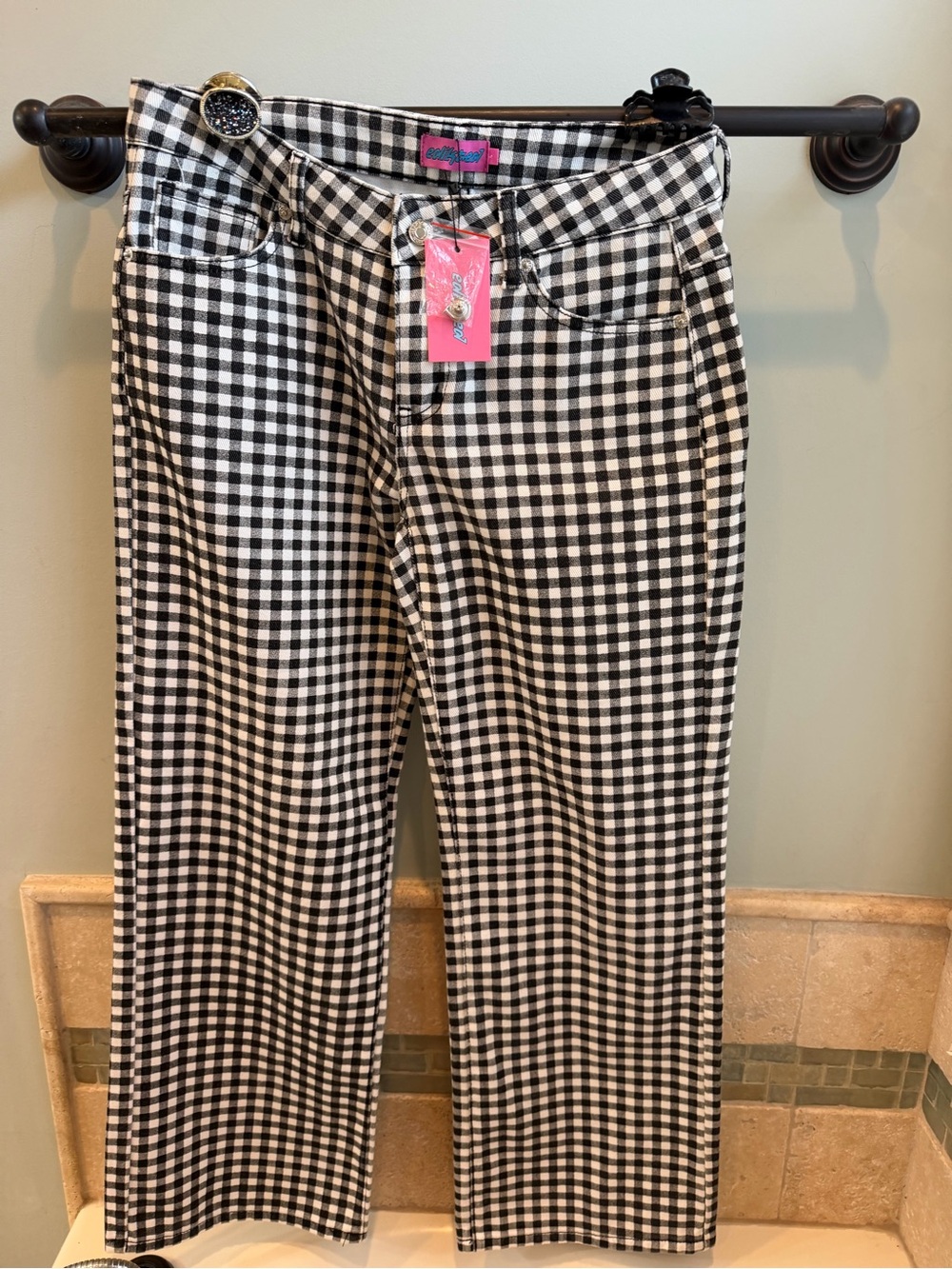 Black & White Gingham Juniors Pants